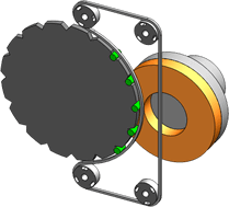 Lateral rotary carrier/belt clamping system (C)